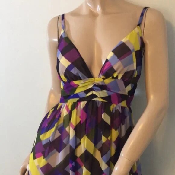 Moda International Women's Multi Color Halter Deep V-Neck Maxi Dress SZ S/P - Picture 6 of 9